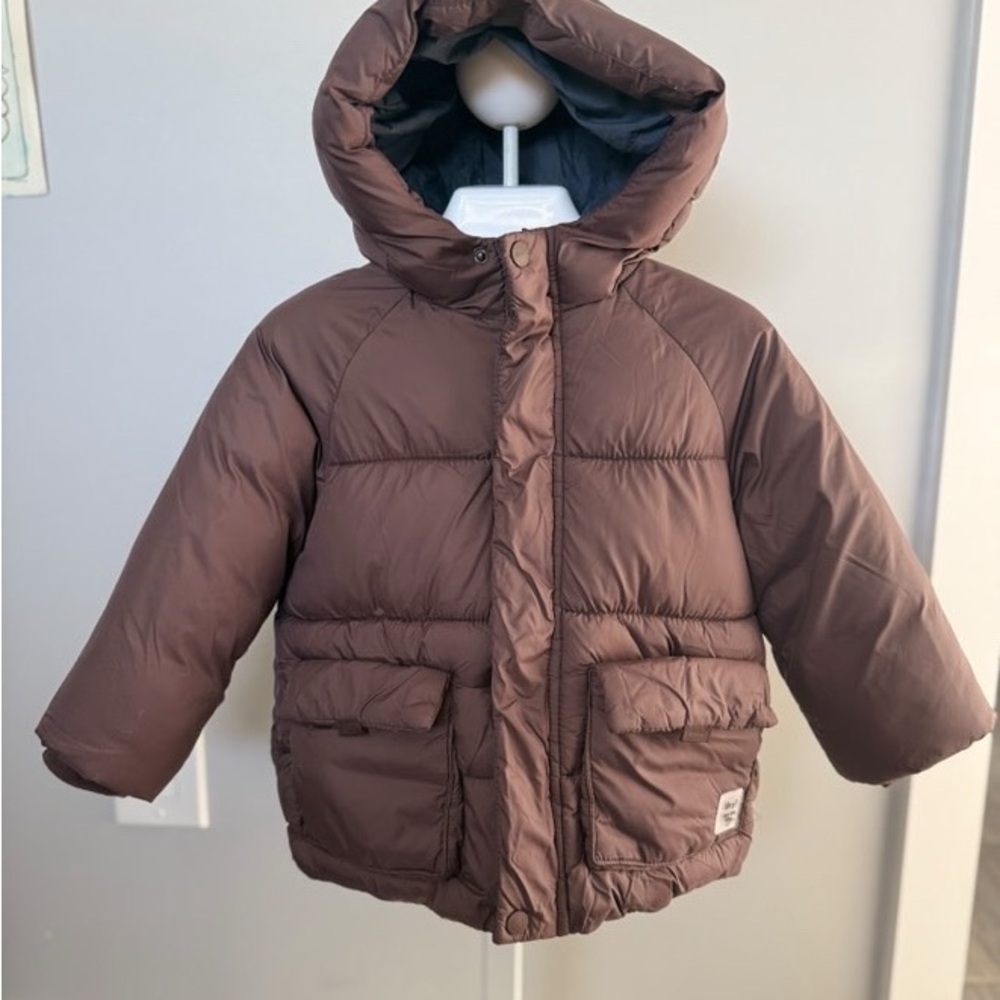 Brown Kids Puffer Jacket